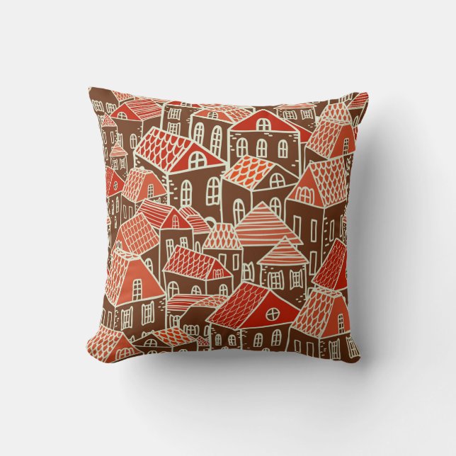 Seamless city pattern in cushion (Front)