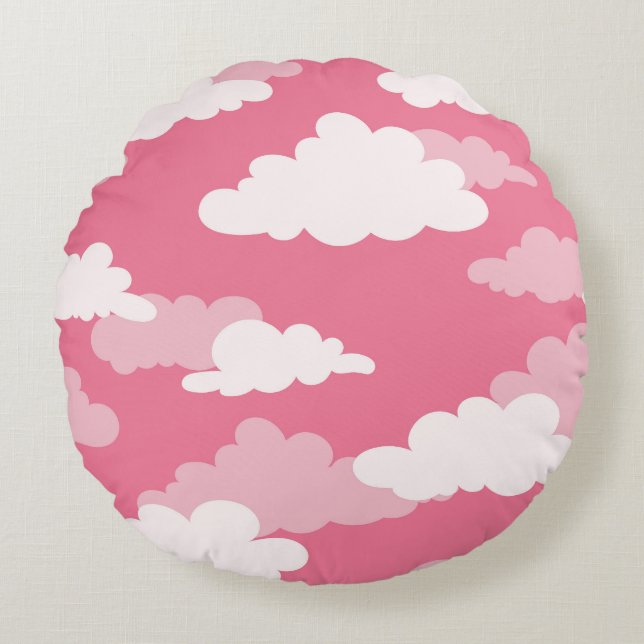 Seamless cloud sky, vintage texture. round cushion (Front)