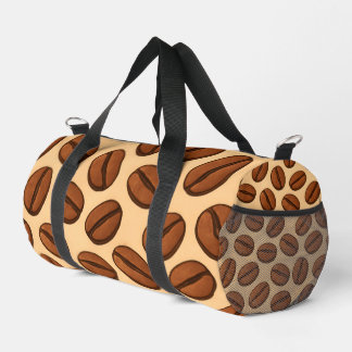 Seamless Coffee Bean Pattern | Warm Brown Café Duffle Bag