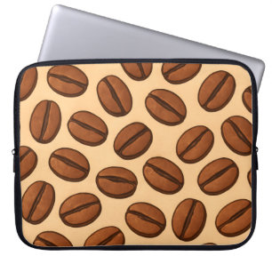 Seamless Coffee Bean Pattern Warm Brown Café Laptop Sleeve