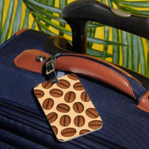Seamless Coffee Bean Pattern Warm Brown Café Luggage Tag