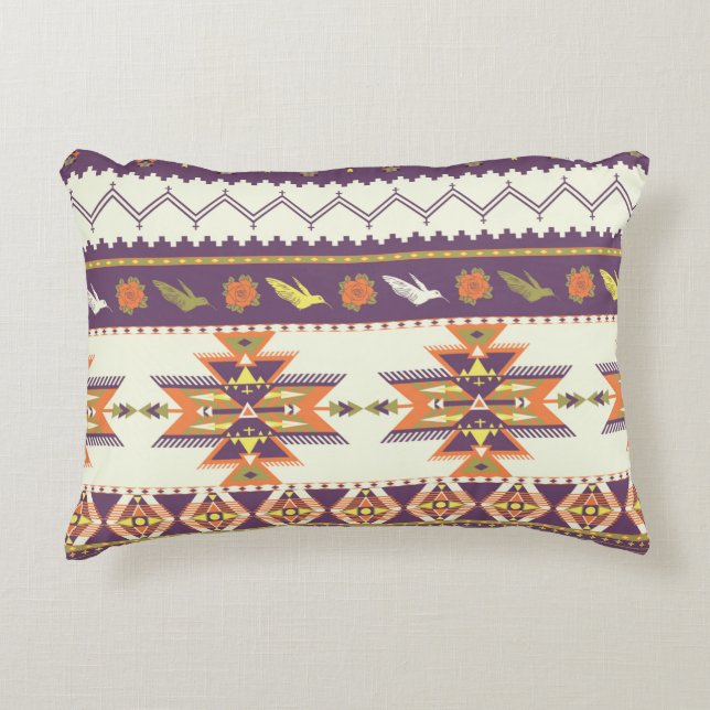 Seamless colorful aztec pattern decorative cushion (Front)