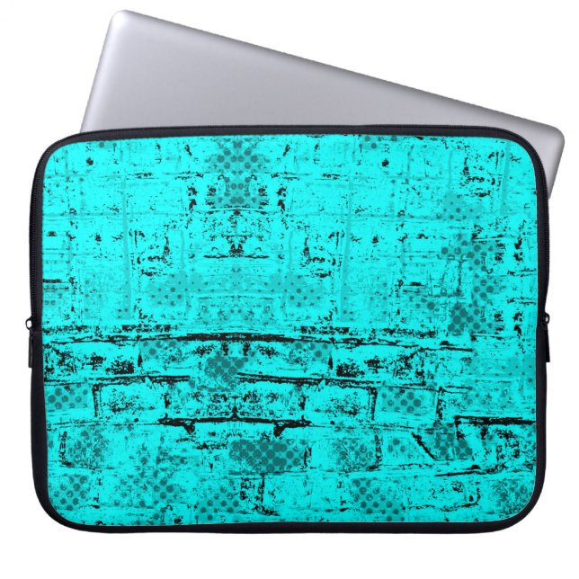 Seamless colour grunge turquoise. Halftone element Laptop Sleeve (Front)