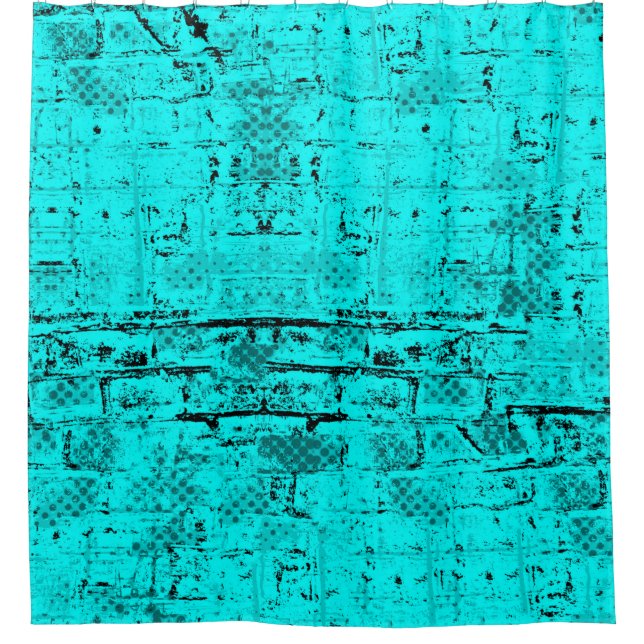 Seamless colour grunge turquoise. Halftone element Shower Curtain (Front)