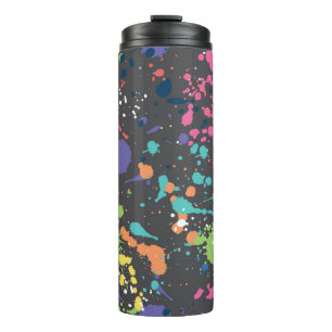 Seamless coloured grunge pattern with watercolor s thermal tumbler