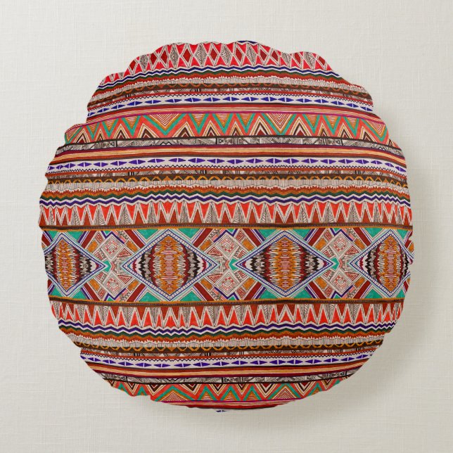 Seamless colourful abstract pattern round cushion (Front)