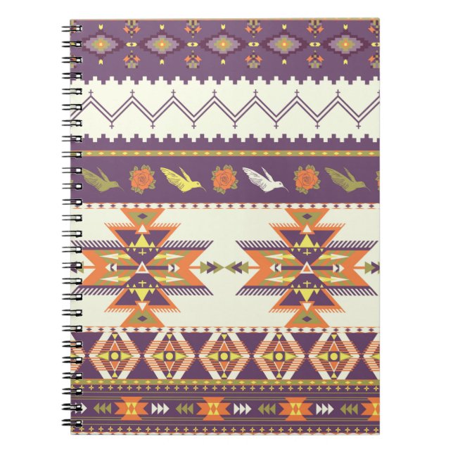 Seamless colourful aztec pattern notebook (Front)