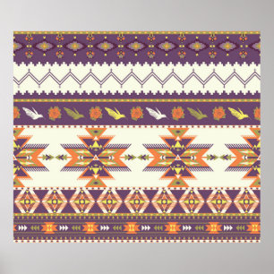 Seamless colourful aztec pattern poster