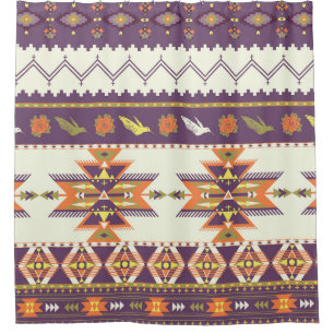 Seamless colourful aztec pattern shower curtain