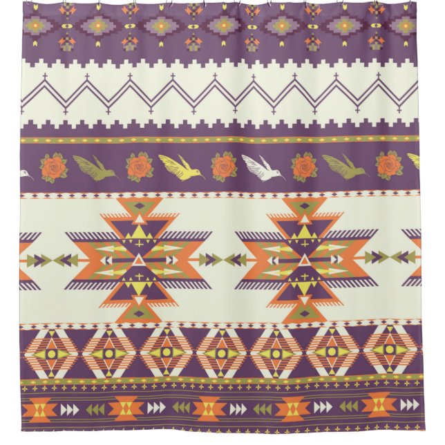 Seamless colourful aztec pattern shower curtain (Front)