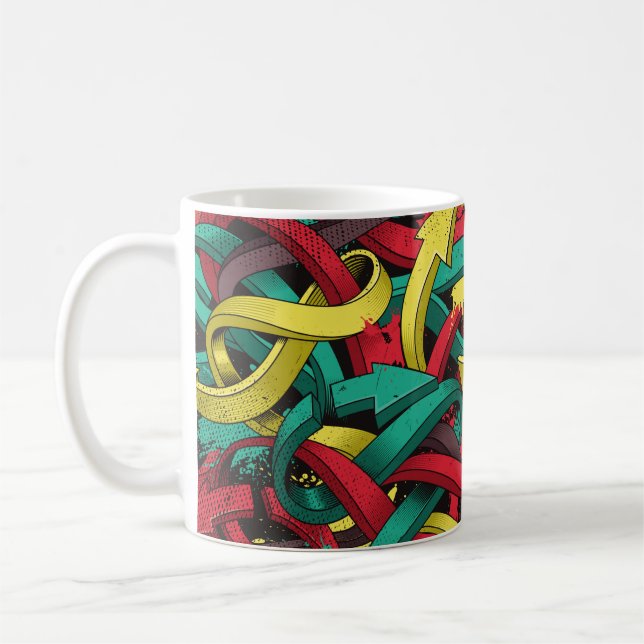 Seamless colourful background of Graffiti on dark  Coffee Mug (Left)