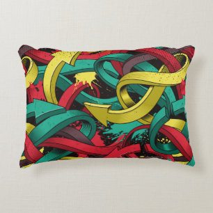 Seamless colourful background of Graffiti on dark  Decorative Cushion