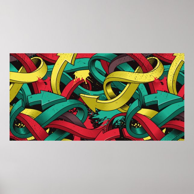 Seamless colourful background of Graffiti on dark  Poster (Front)