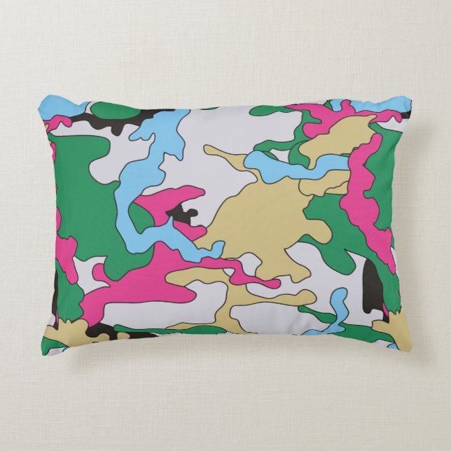 Seamless colourful camouflage background pattern.  decorative cushion (Front)