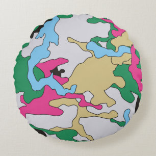 Seamless colourful camouflage background pattern. round cushion