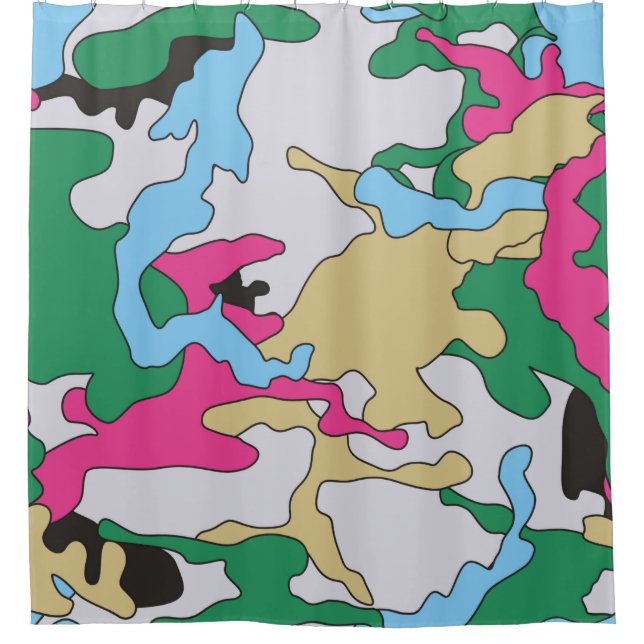 Seamless colourful camouflage background pattern.  shower curtain (Front)