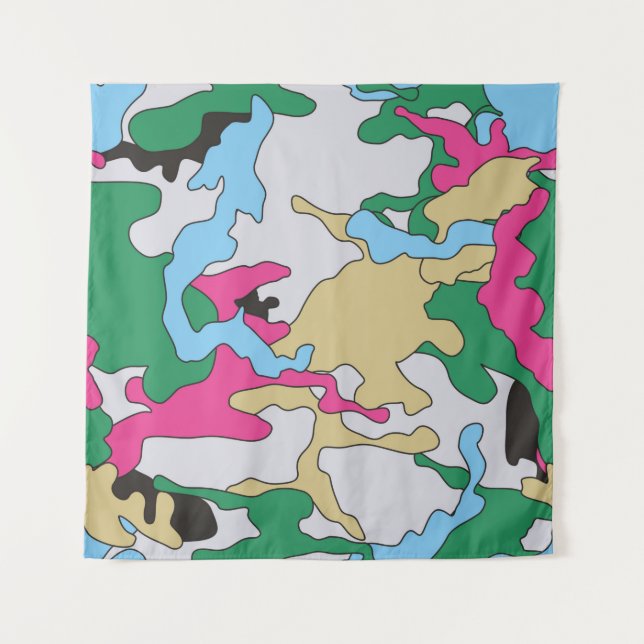 Seamless colourful camouflage background pattern.  tapestry (Front)