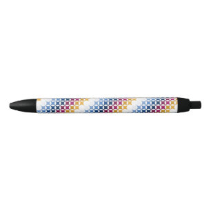Seamless colourful cross stitch pattern black ink pen
