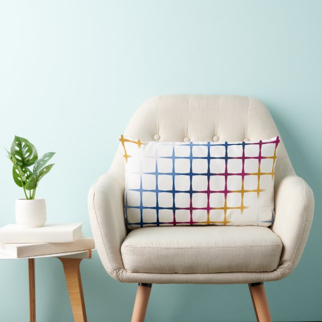 Seamless colourful cross stitch pattern lumbar cushion (Chair)