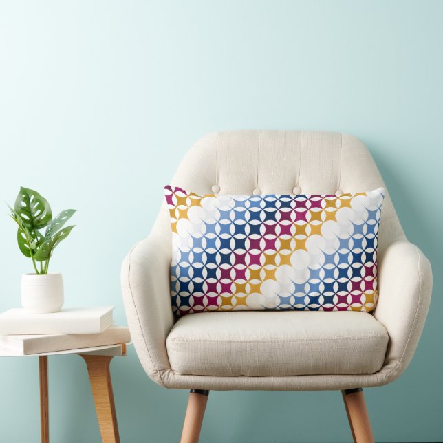 Seamless colourful cross stitch pattern lumbar cushion (Chair)