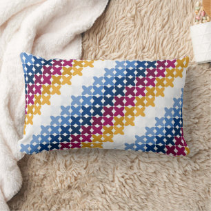 Seamless colourful cross stitch pattern lumbar cushion