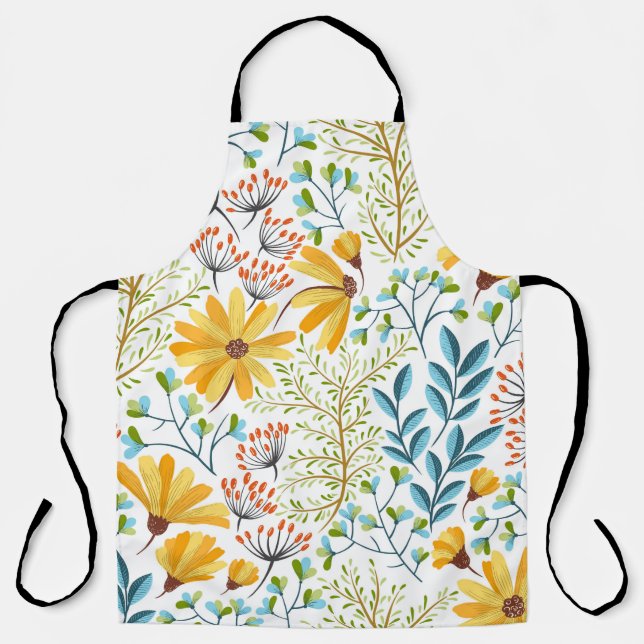 Seamless colourful floral background pattern. apron (Front)