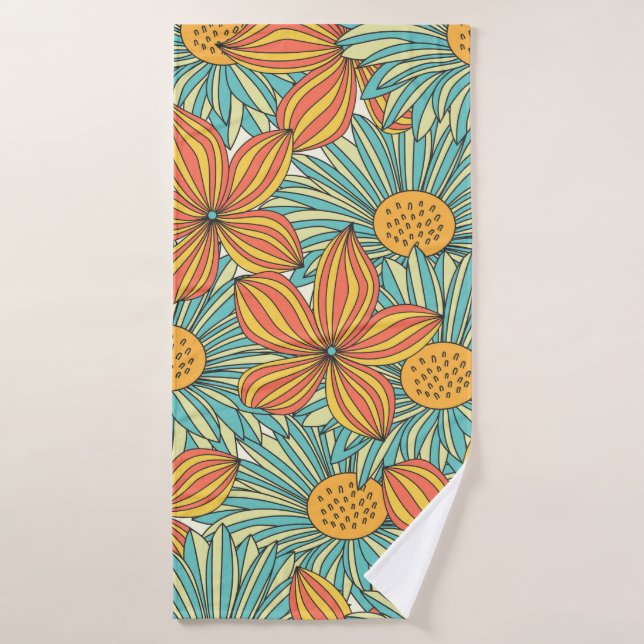 Seamless colourful floral pattern design bath towel (Bath Towel)