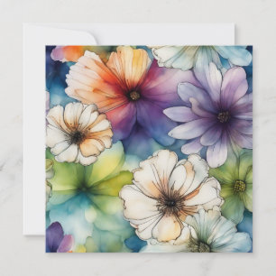 Seamless Colourful Flowers in Watercolor