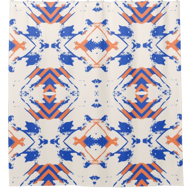  seamless colourful hipster pattern with geometric shower curtain (Front)