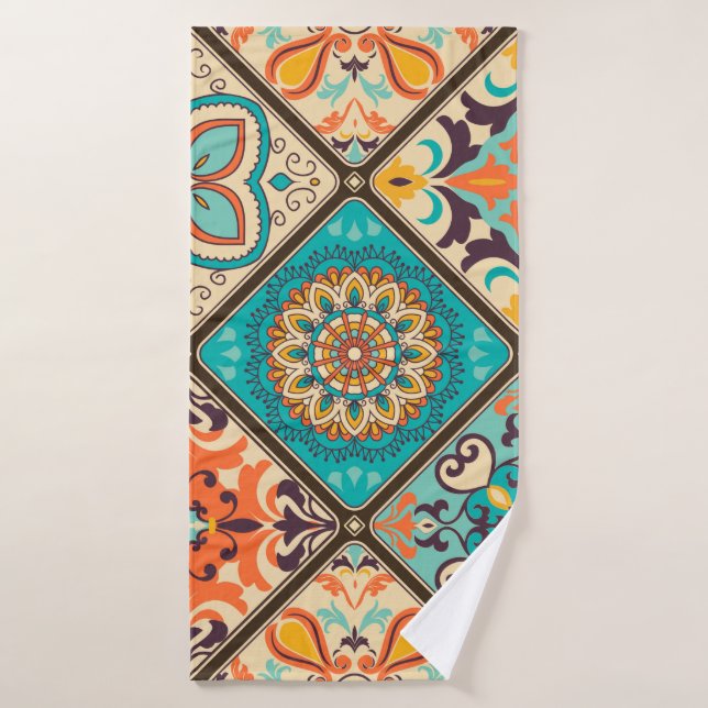 Seamless colourful patchwork tile with Islam, Arab Bath Towel (Bath Towel)