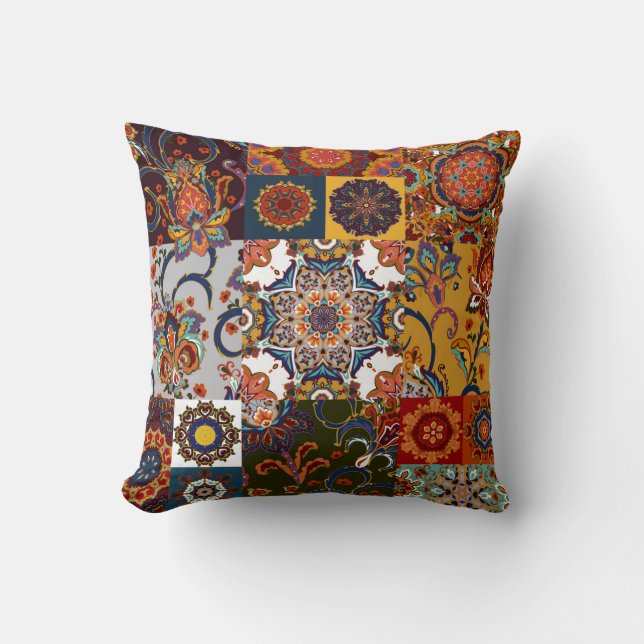 Seamless colourful patchwork tile with Islam, Arab Cushion (Front)