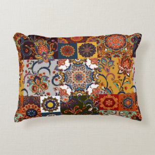 Seamless colourful patchwork tile with Islam, Arab Decorative Cushion