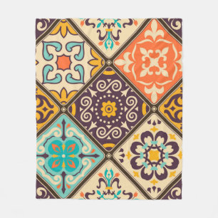 Seamless colourful patchwork tile with Islam, Arab Fleece Blanket