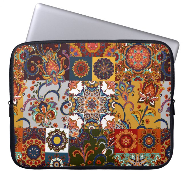 Seamless colourful patchwork tile with Islam, Arab Laptop Sleeve (Front)