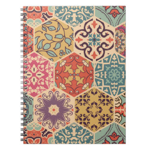 Seamless colourful patchwork tile with Islam, Arab Notebook