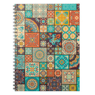 Seamless colourful patchwork tile with Islam, Arab Notebook