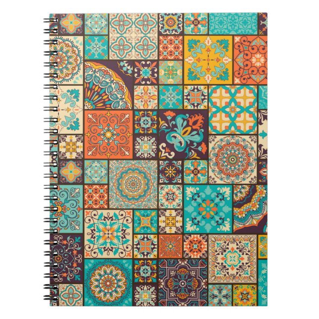 Seamless colourful patchwork tile with Islam, Arab Notebook (Front)