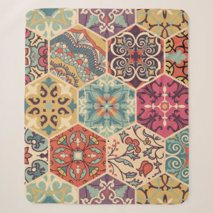 Seamless colourful patchwork tile with Islam, Arab Sherpa Blanket