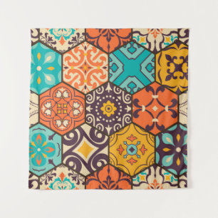 Seamless colourful patchwork tile with Islam, Arab Tapestry