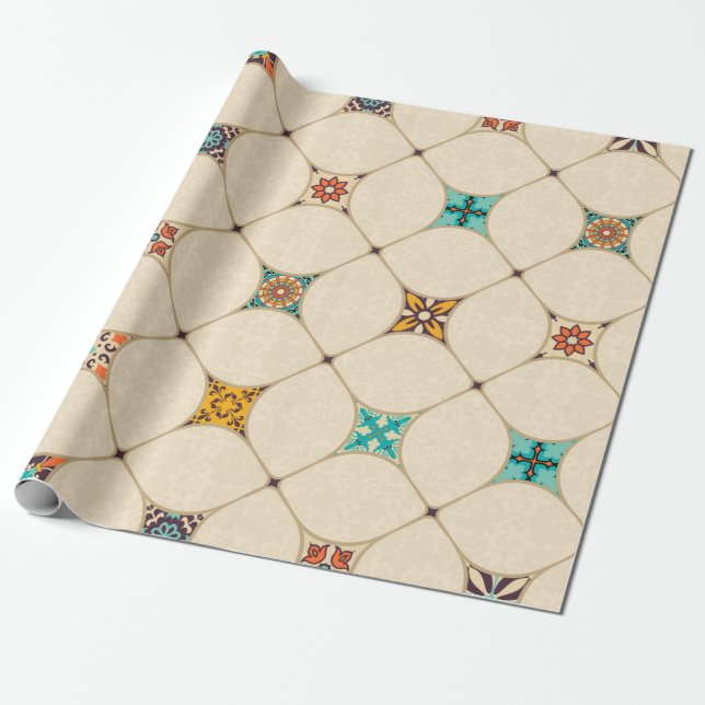 Seamless colourful patchwork tile with Islam, Arab Wrapping Paper (Unrolled)
