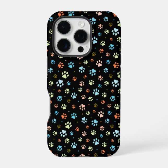Seamless Colourful Small Dog Paws  iPhone Case (Back)