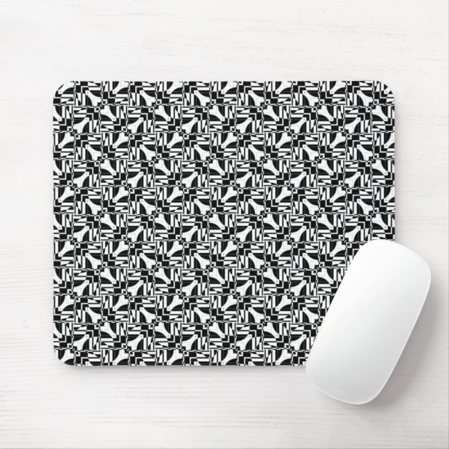 Seamless Core Pattern black White Checkers Mouse Pad (With Mouse)