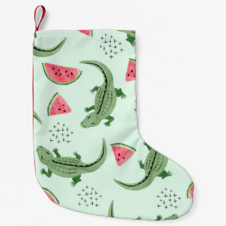 Seamless crocodile pattern with watermelon slices. small christmas stocking