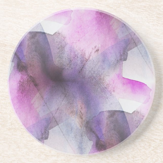 seamless cubism purple abstract art coaster (Front)