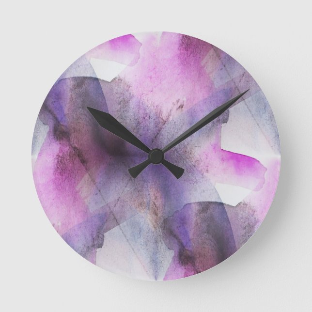 seamless cubism purple abstract art round clock (Front)