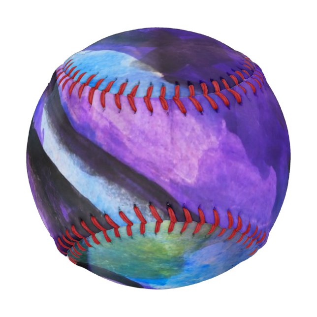 seamless cubism purple, blue abstract art baseball (Front)
