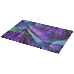 seamless cubism purple, blue abstract art cutting board