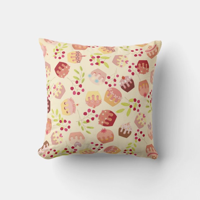 seamless cup cake illustration cushion (Front)