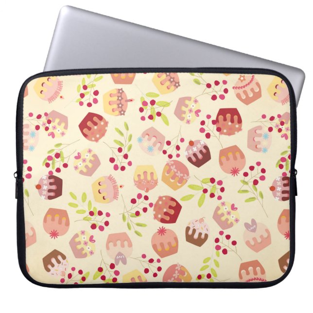 seamless cup cake illustration laptop sleeve (Front)
