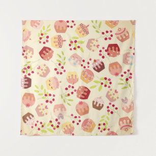seamless cup cake illustration tapestry